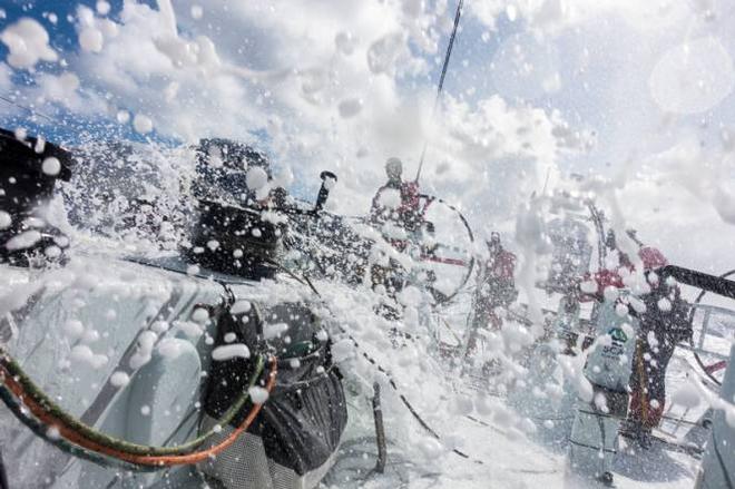 Onboard Team SCA - Wind and big waves. Team SCA are sending it fast and in the right direction - Leg five to Itajai - Volvo Ocean Race 2015 © Anna-Lena Elled/Team SCA